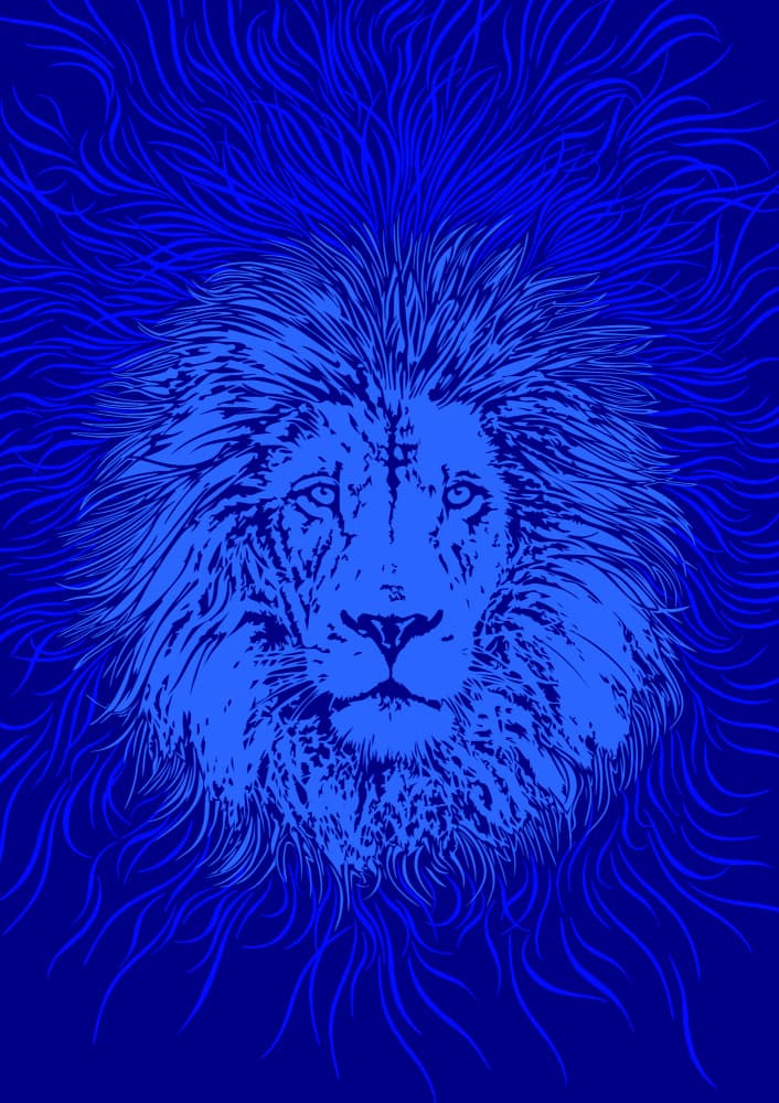 Majestic Blue Lion by Carlo Kaminski — canvas wall art