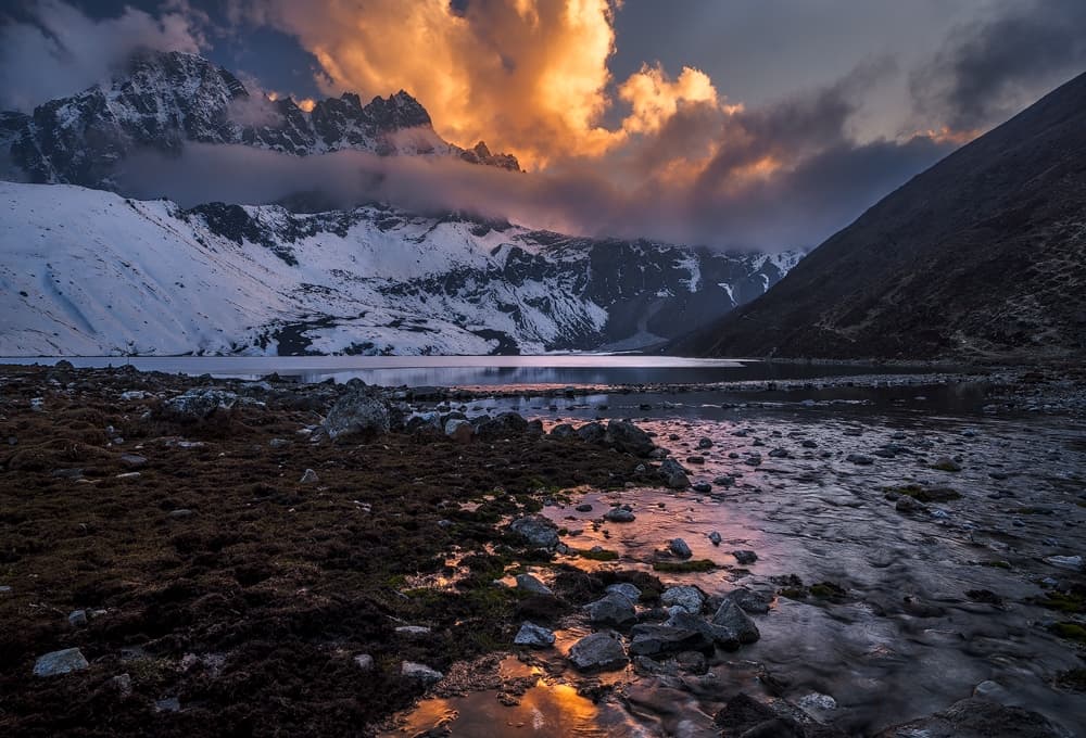Golden Alpine Lake by Karsten Wrobel — canvas wall art