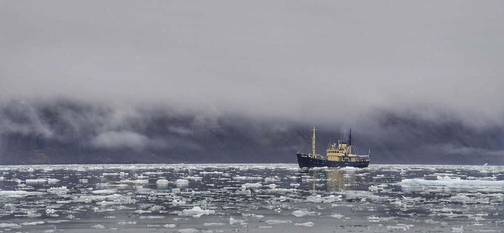 Icebreaker In Arctic Fog by Marc Pelissier — canvas wall art
