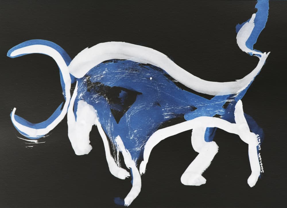 Dynamic Blue Bull by Santhosh ch — canvas wall art