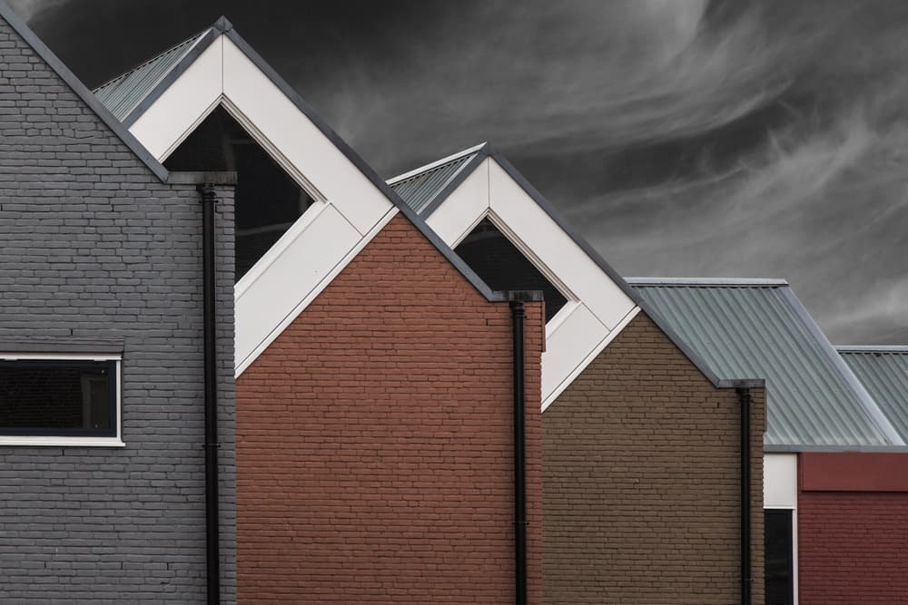 Modern Geometric Buildings by Theo Luycx — canvas wall art