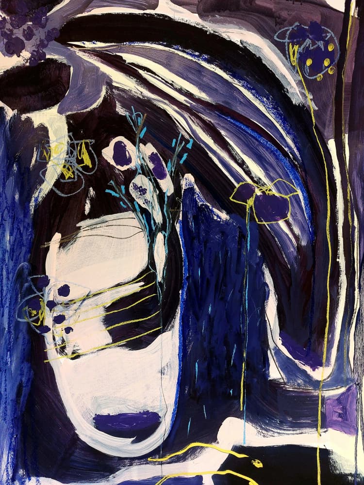 Indigo Floral Abstraction by Monika Riethmueller — canvas wall art