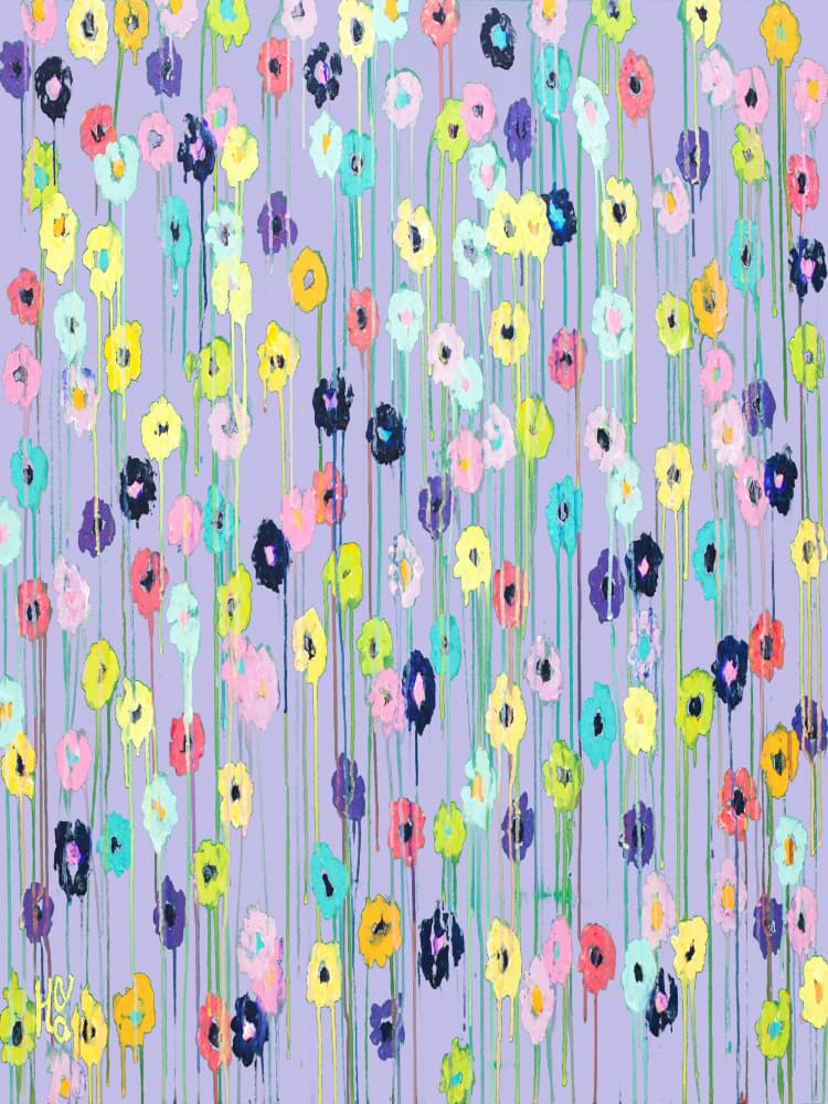 Vibrant Dripping Flowers by Helen Joynson — canvas wall art