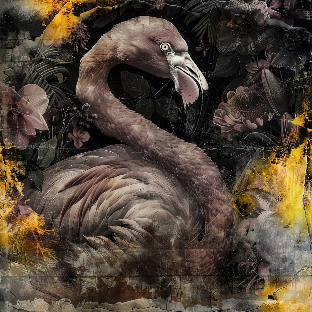 Moody Pink Flamingo by Rafal Kulik — canvas wall art