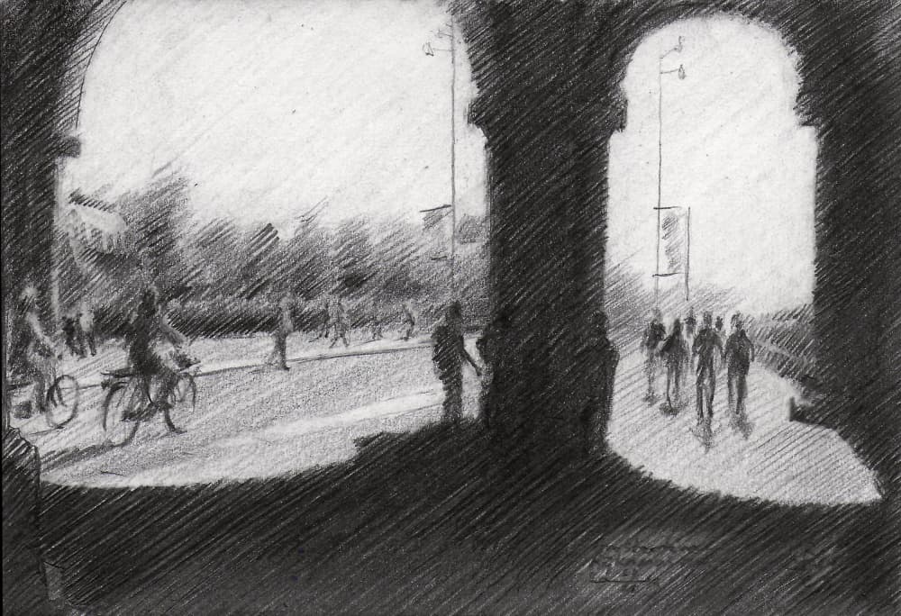 Arched Urban Scene by Corné Akkers — canvas wall art