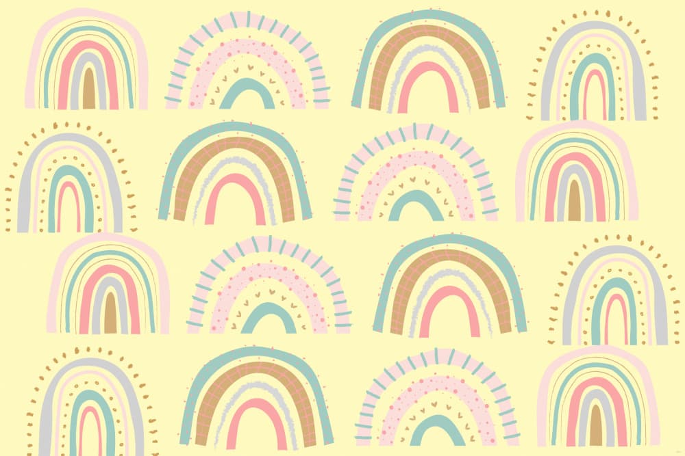 Cute Pastel Rainbows by Sue Skellern — canvas wall art