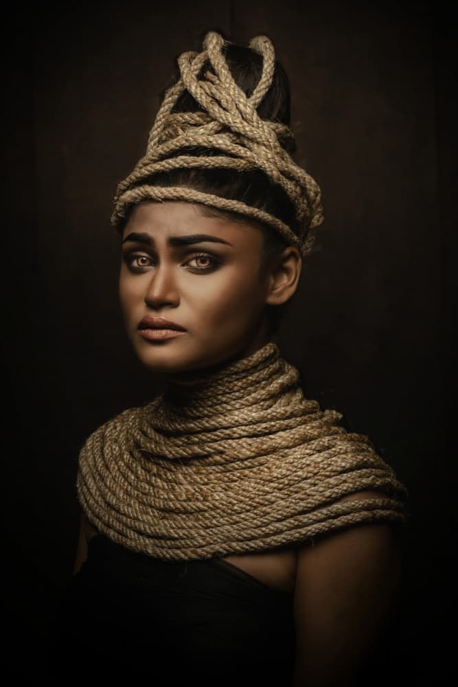 Rope Woman Portrait by PARTHA BHATTACHARYYA — canvas wall art