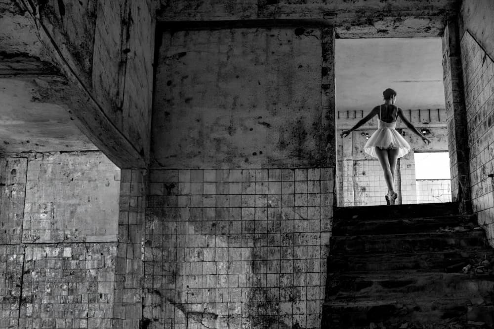 Ballerina In Abandoned Building by Paulo Medeiros — canvas wall art