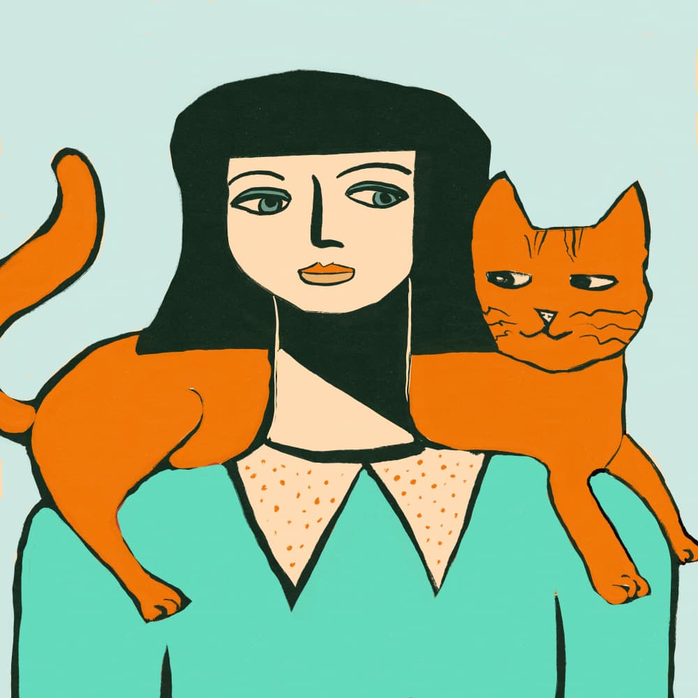 Woman and Orange Cats by Sharyn Bursic — canvas wall art