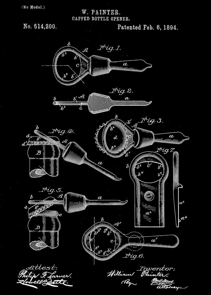 Vintage Bottle Opener Patent by Andreas Magnusson — canvas wall art