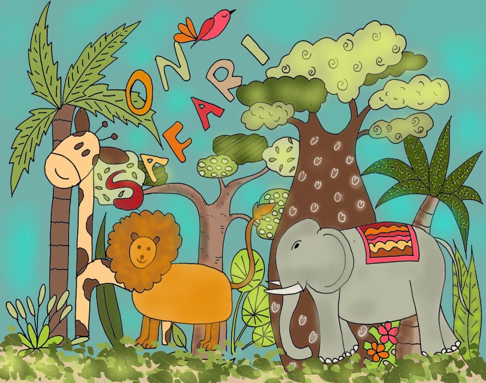 Playful Safari Adventure by Louisa Jane Francis — canvas wall art