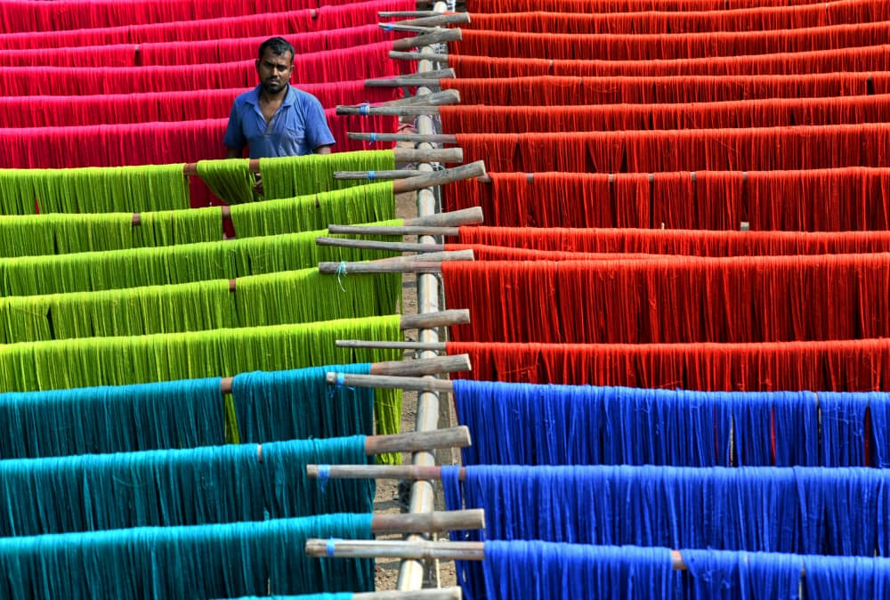 Colorful Yarn Drying by Shaibal Nandi — canvas wall art