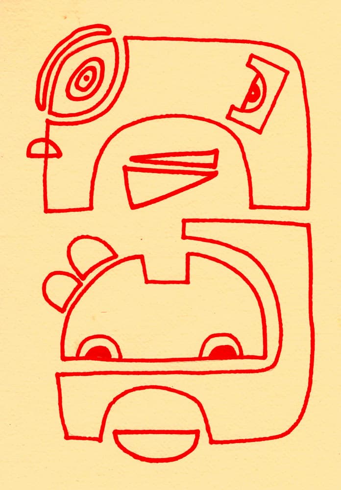 Abstract Red Line Faces by Santhosh ch — canvas wall art