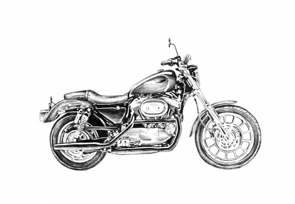 Classic Motorcycle Drawing by Kulik — canvas wall art
