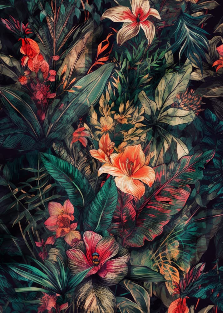 Vibrant Tropical Jungle by Justyna Jaszke — canvas wall art
