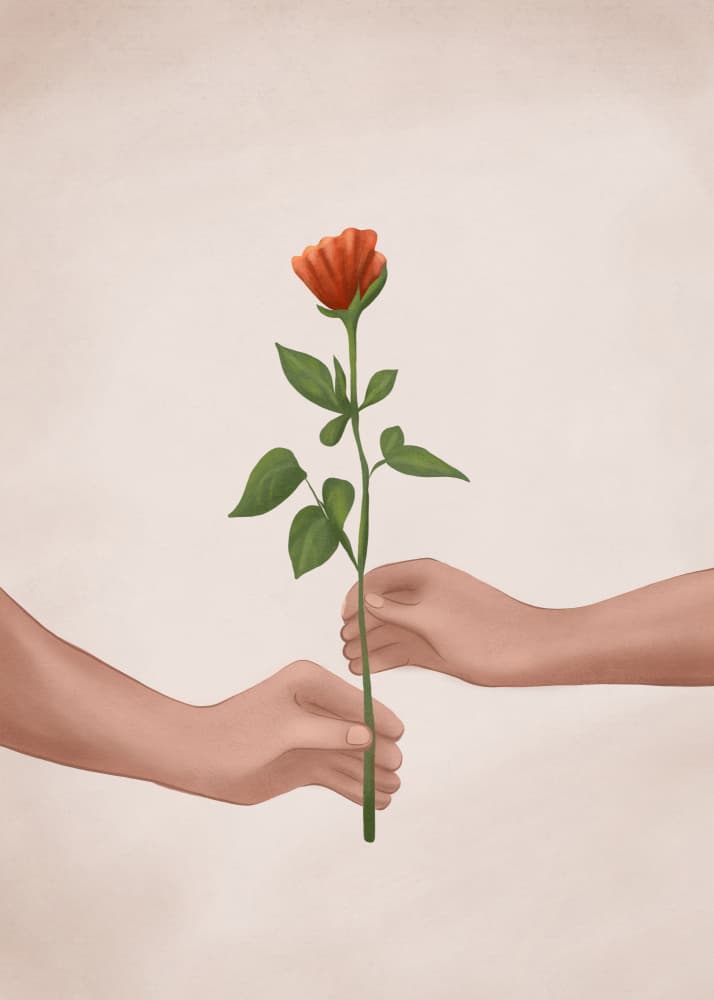 Giving A Rose by City Art — canvas wall art