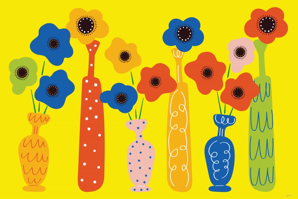 Vibrant Flower Vases by Sue Skellern — canvas wall art