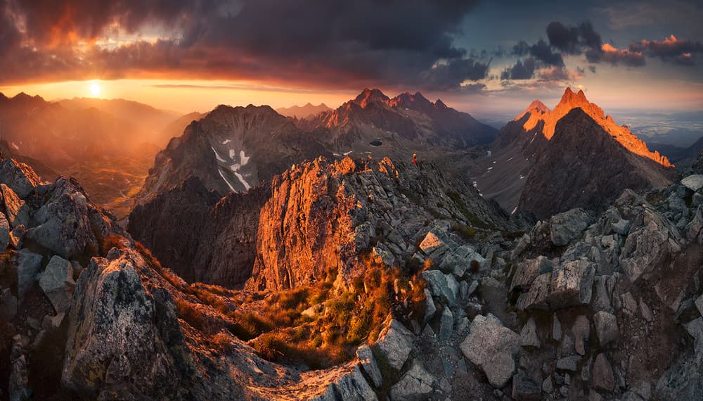 Golden Mountain Sunset by Karol Nienartowicz — canvas wall art