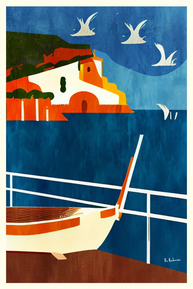 Mediterranean Coastal View by Bo Anderson — canvas wall art