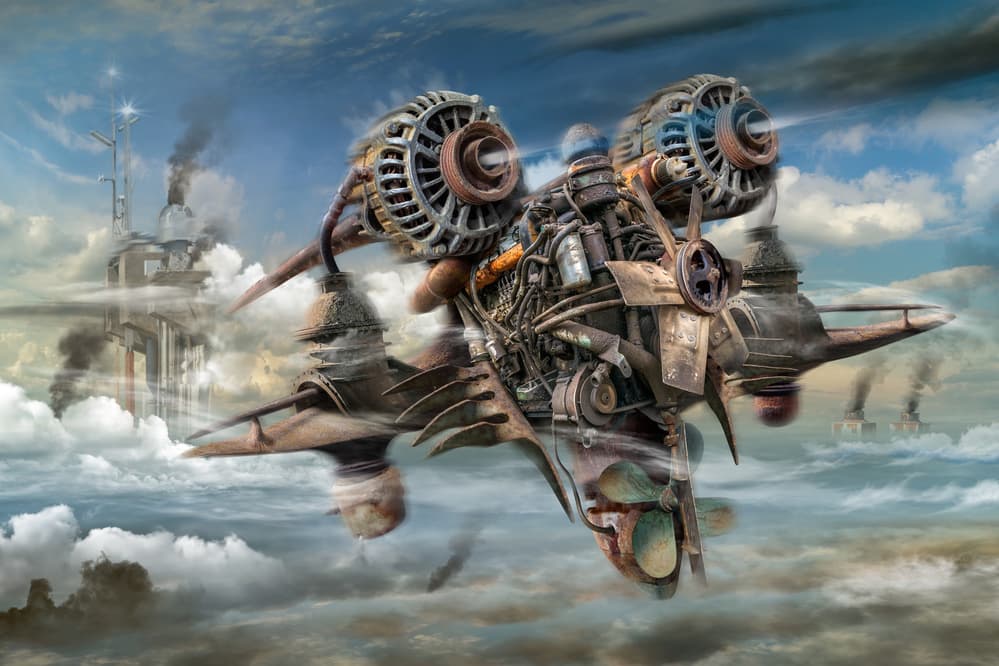 Steampunk Flying Machine by Radoslav Penchev — canvas wall art
