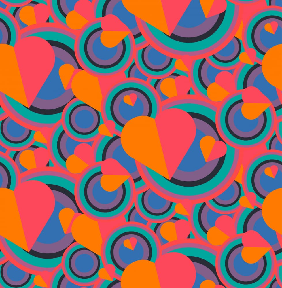 Vibrant Retro Hearts by Marika Barsrsind β canvas wall art