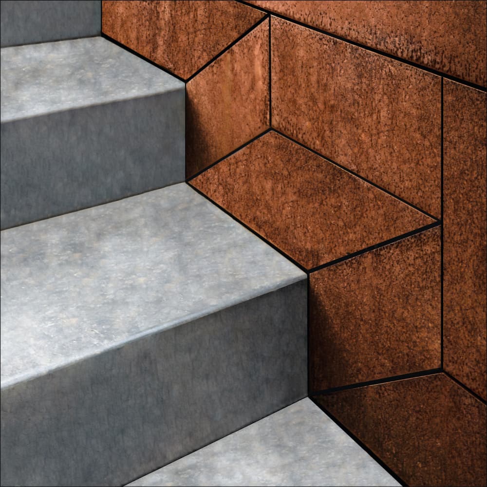 Geometric Copper Stairs by Gilbert Claes — canvas wall art