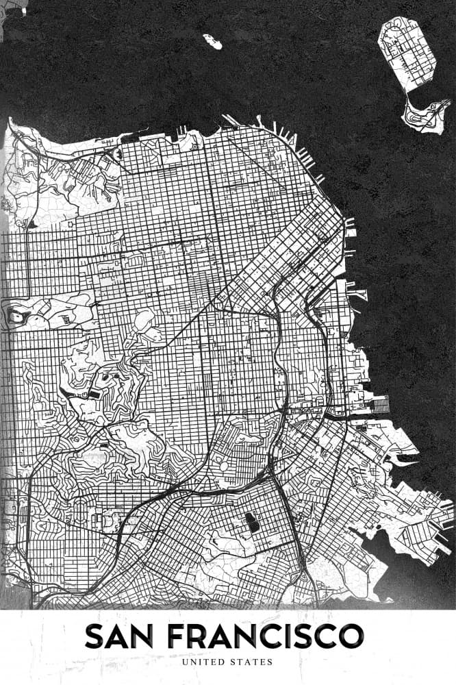San Francisco City Map by StudioSix — canvas wall art