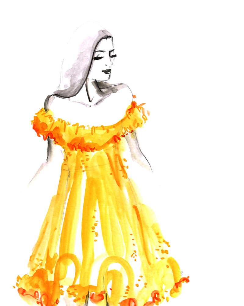 Elegant Yellow Dress by Rosana Laiz Blursbyai — canvas wall art