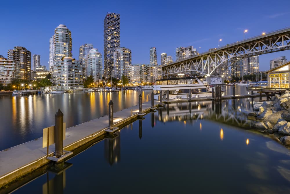 Evening Waterfront Skyline by Melanie Viola — canvas wall art
