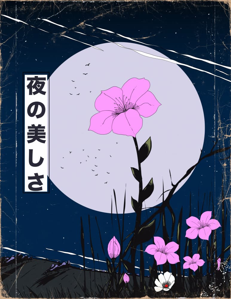 Japanese Night Bloom by Nicholas — canvas wall art