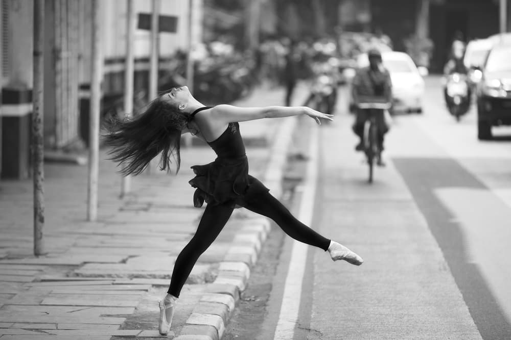 Street Ballerina Leap by Hari Sulistiawan — canvas wall art