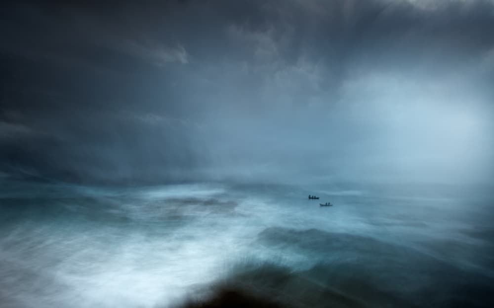 Misty Ocean Boats by Santiago Pascual Buye — canvas wall art