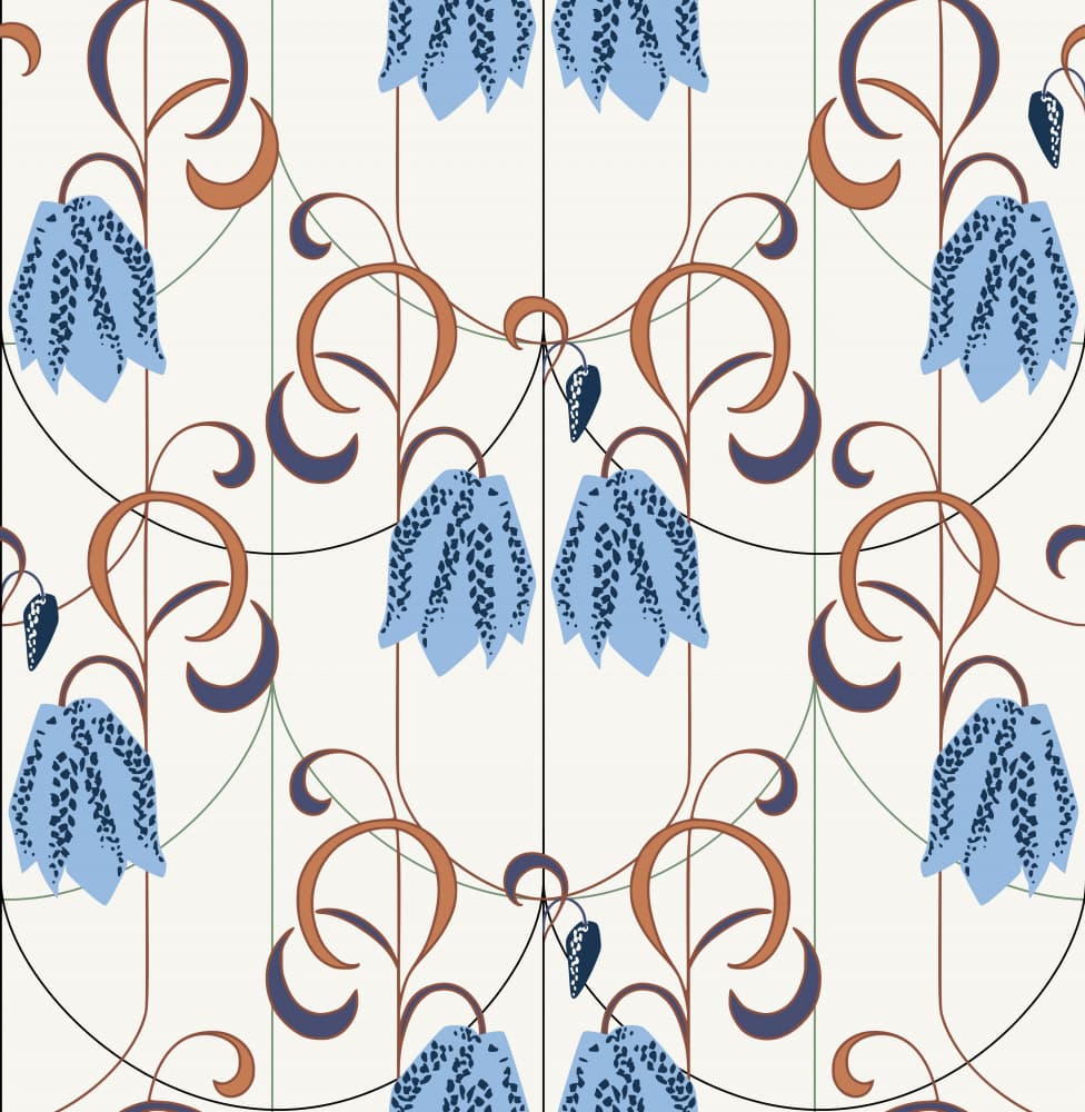 Blue Bell Floral Pattern by Annick — canvas wall art
