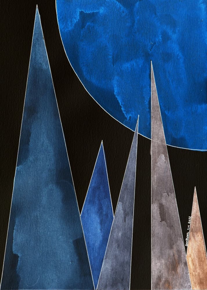 Blue Moon Mountains by Santhosh ch — canvas wall art