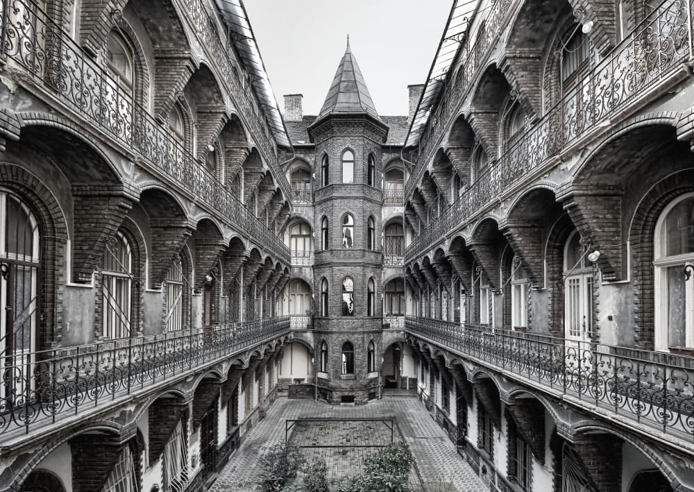 Historic Courtyard Tower by Renate Reichert — canvas wall art