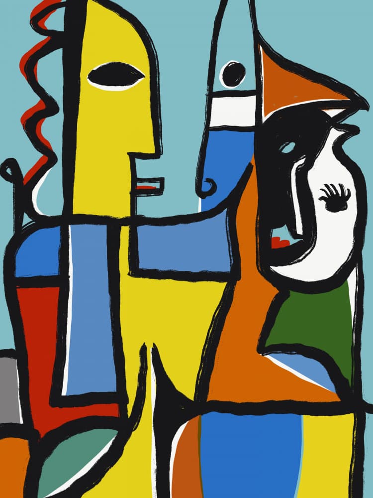 Colorful Cubist Portrait by Little Dean — canvas wall art