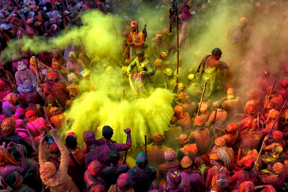 Vibrant Holi Festival by Avishek Das — canvas wall art