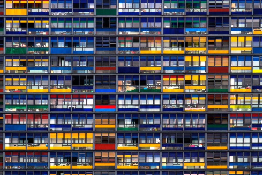 Colorful Building Windows by Jef Flour — canvas wall art