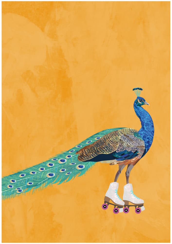 Peacock on Roller Skates by Sarah Manovski — canvas wall art