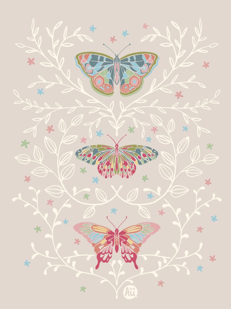 Pastel Whimsical Butterflies by Aia Ueno — canvas wall art
