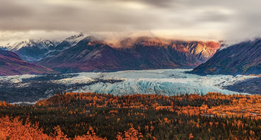 Autumn Glacier Valley by Jenny Qiu — canvas wall art