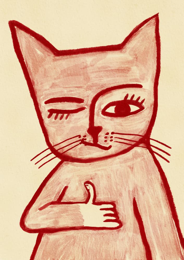 Winking Cat Thumbs Up by Sharyn Bursic — canvas wall art
