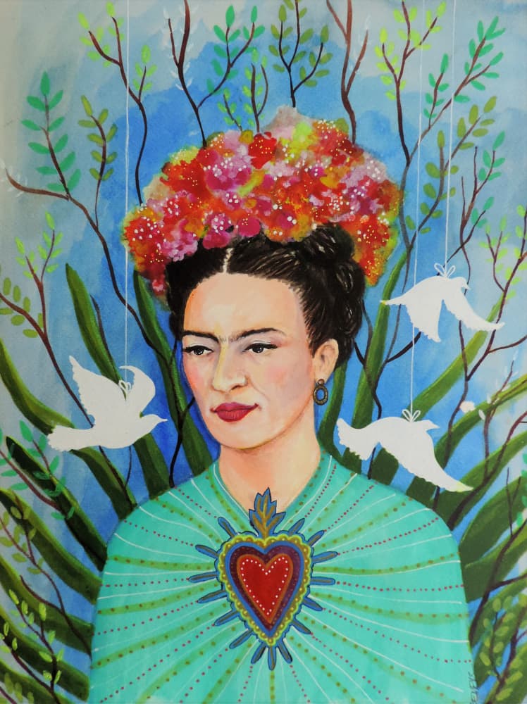 Woman with Sacred Heart by Sylvie Demers — canvas wall art