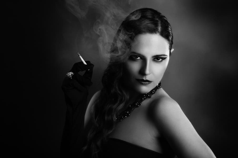 Elegant Smoking Portrait by Peppe Tambè — canvas wall art