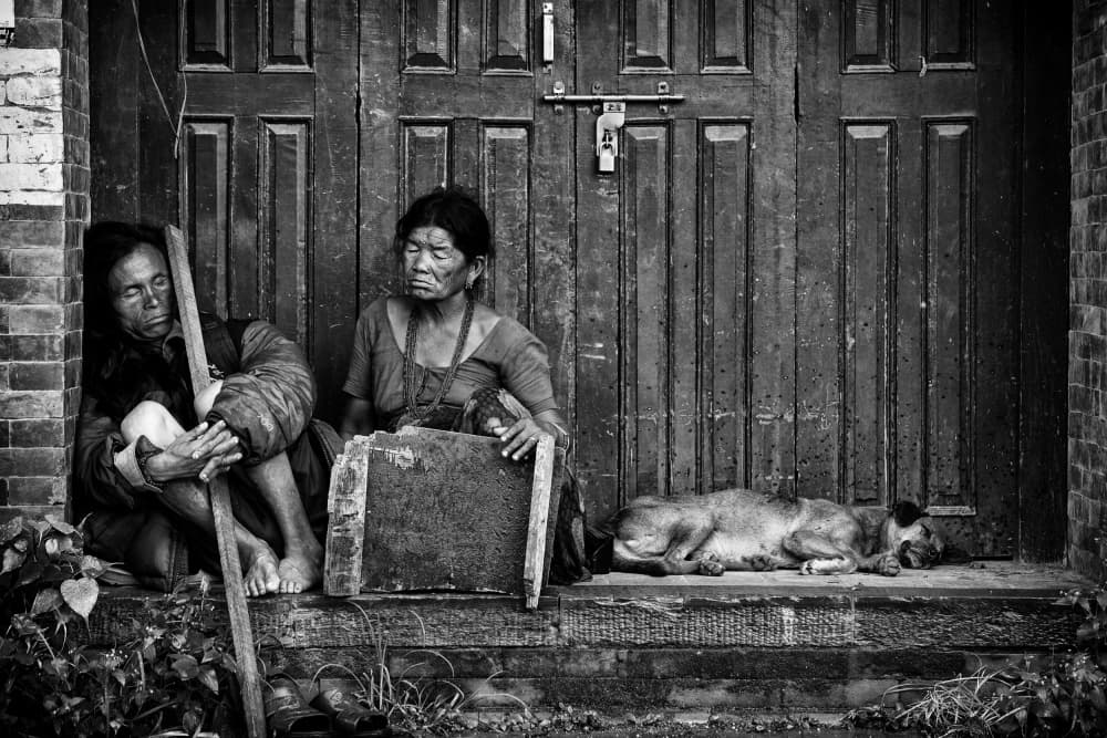Weary Doorway Companions by Goran Jovic — canvas wall art