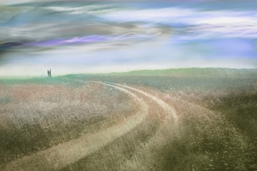 Distant Figures Purple Sky by Christina Sillen — canvas wall art