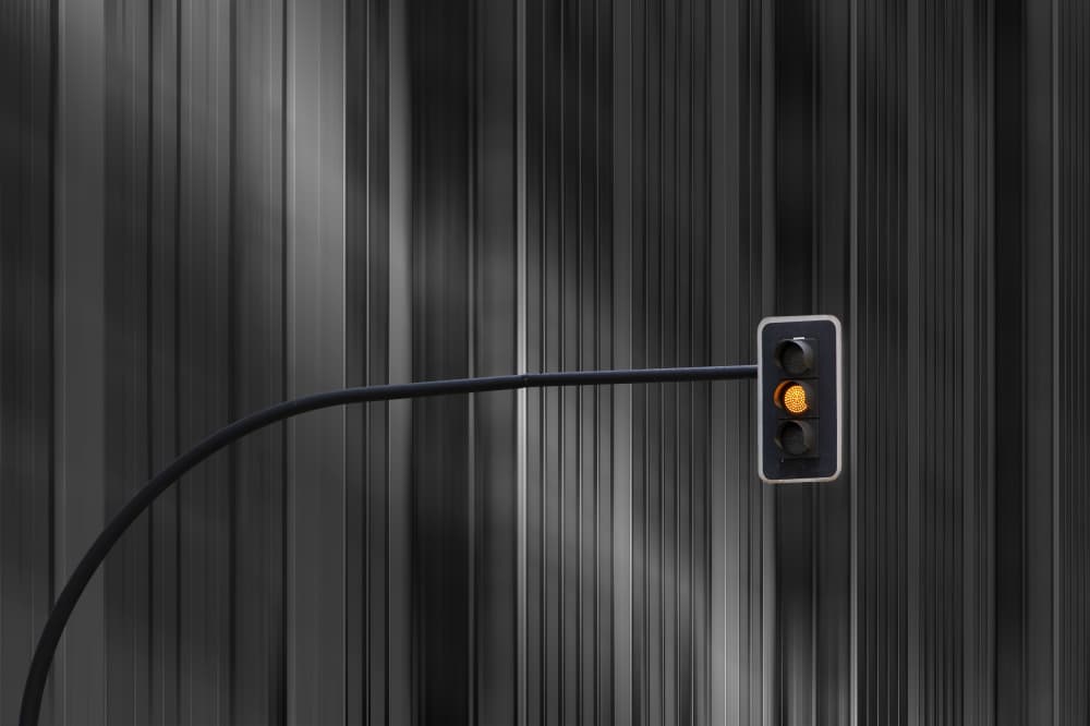 Orange Traffic Signal by Wim Schuurmans — canvas wall art