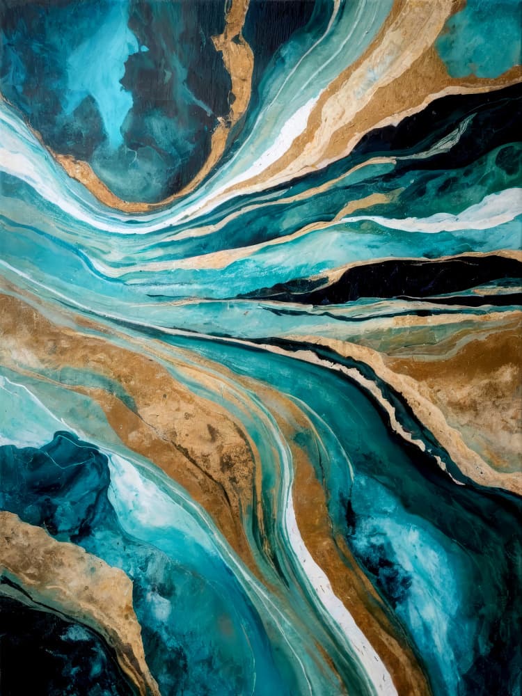 Abstract Fluid Gold Flow by Alpenglow Workshop — canvas wall art