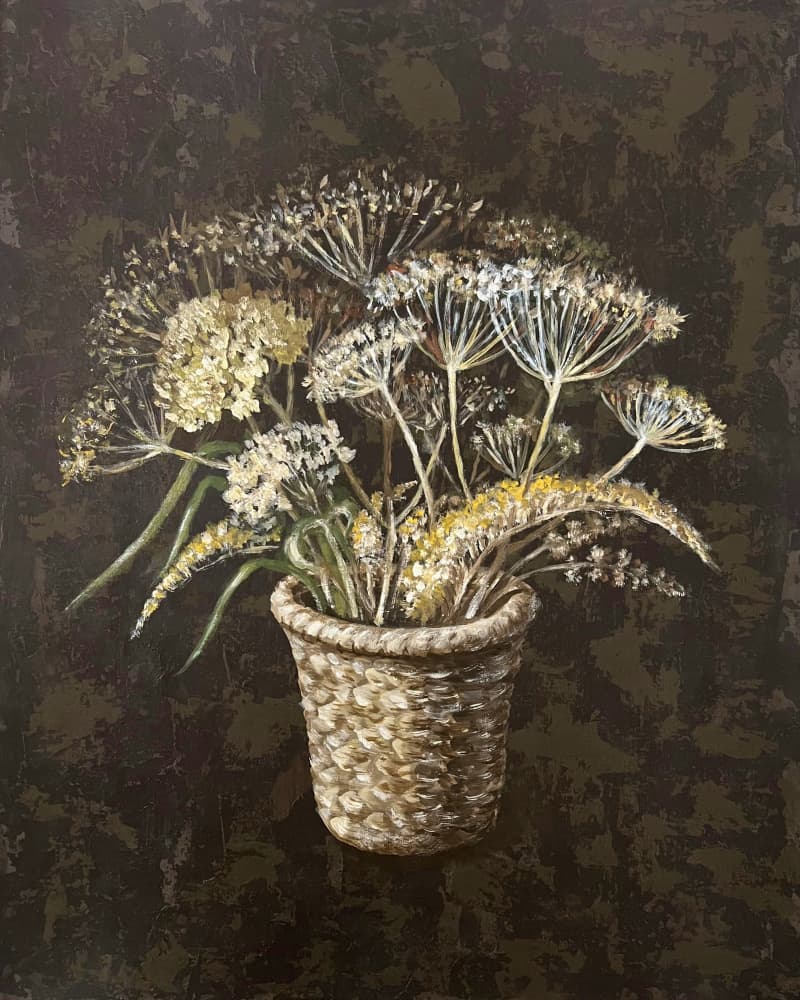 Rustic Wildflower Basket by Marina Kozyr — canvas wall art