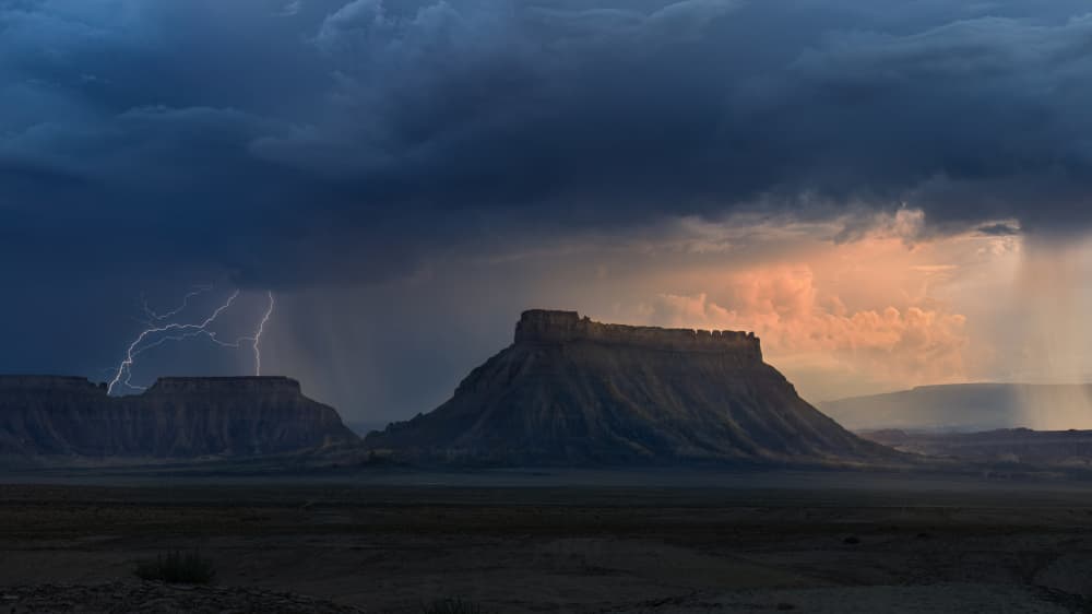 Desert Lightning Storm by James Cai — canvas wall art